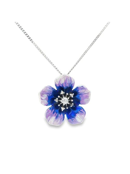 Collana con pietre di cristallo Plumeria e smalto blu metallizzato GOCCIAZZURRA JEWELS | CLPLUMERIARODIOBLU
